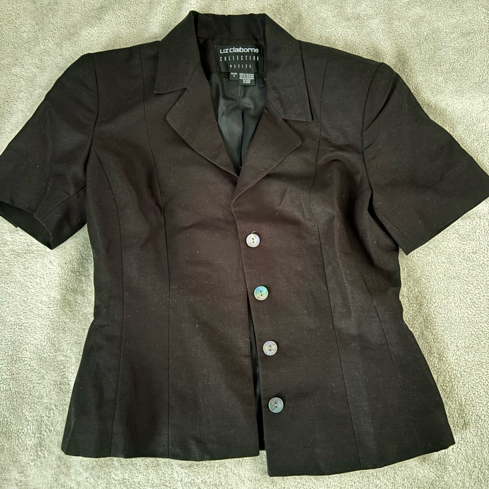 Liz Claiborne Dark Charcoal Short Sleeve Blazer